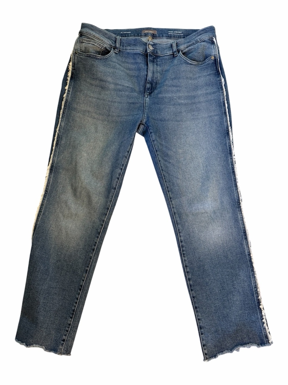 Nordstrom DL1961 Mara Straight Jeans Mid Rise Jeans Raw Hem Women Size 32 x 27